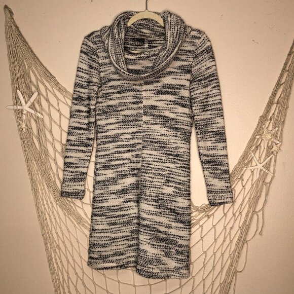 Ann Taylor LOFT Outlet Petite Cowl Neck Sweater Dress Black & Ivory XXSP - Picture 8 of 8